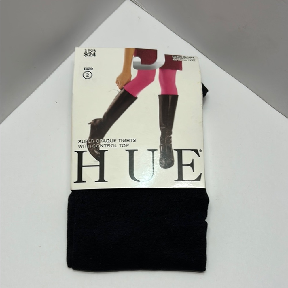 HUE Black Super Opaque Tights with Control Top